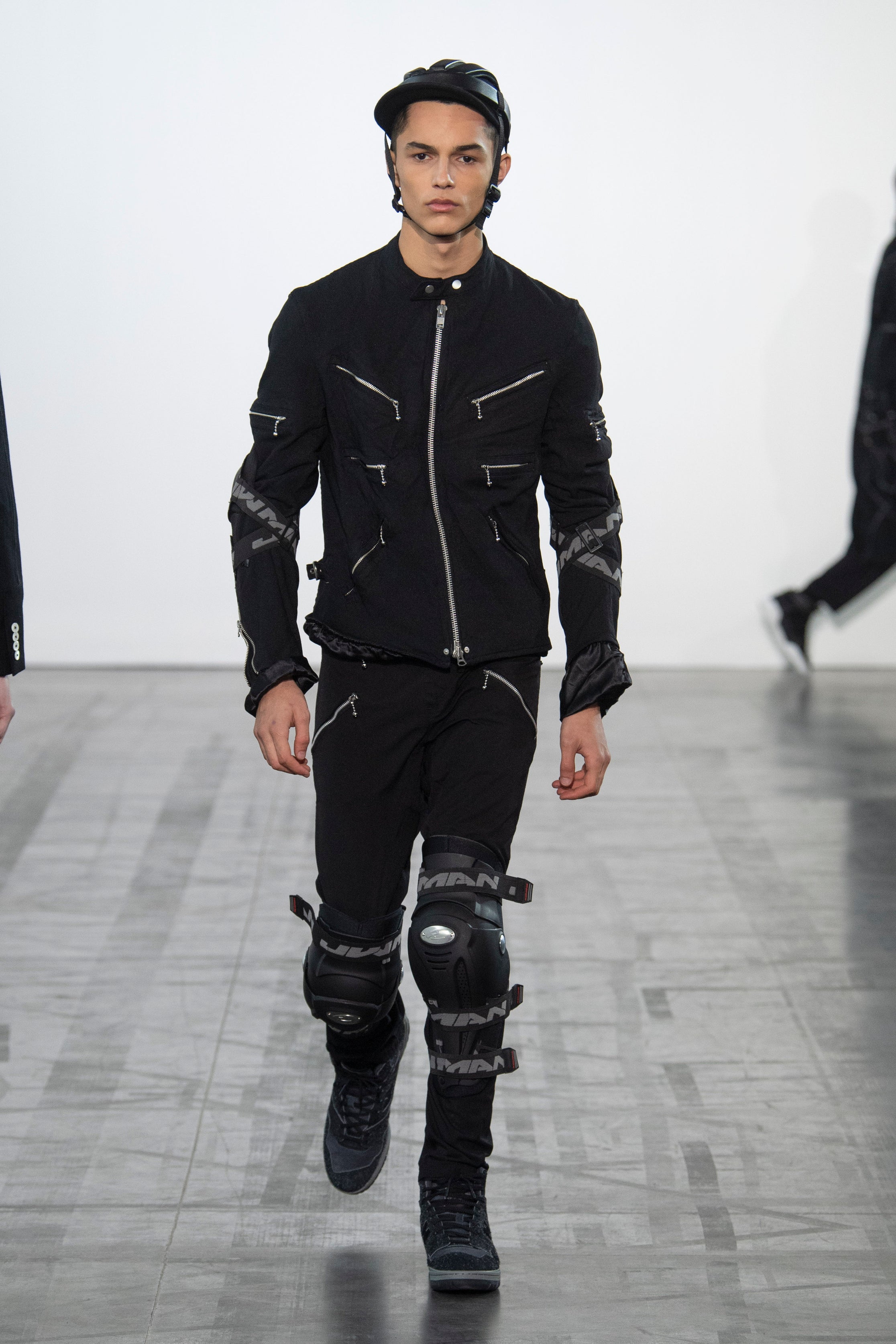 Fashion model wearing a Junya Watanabe Man outfit