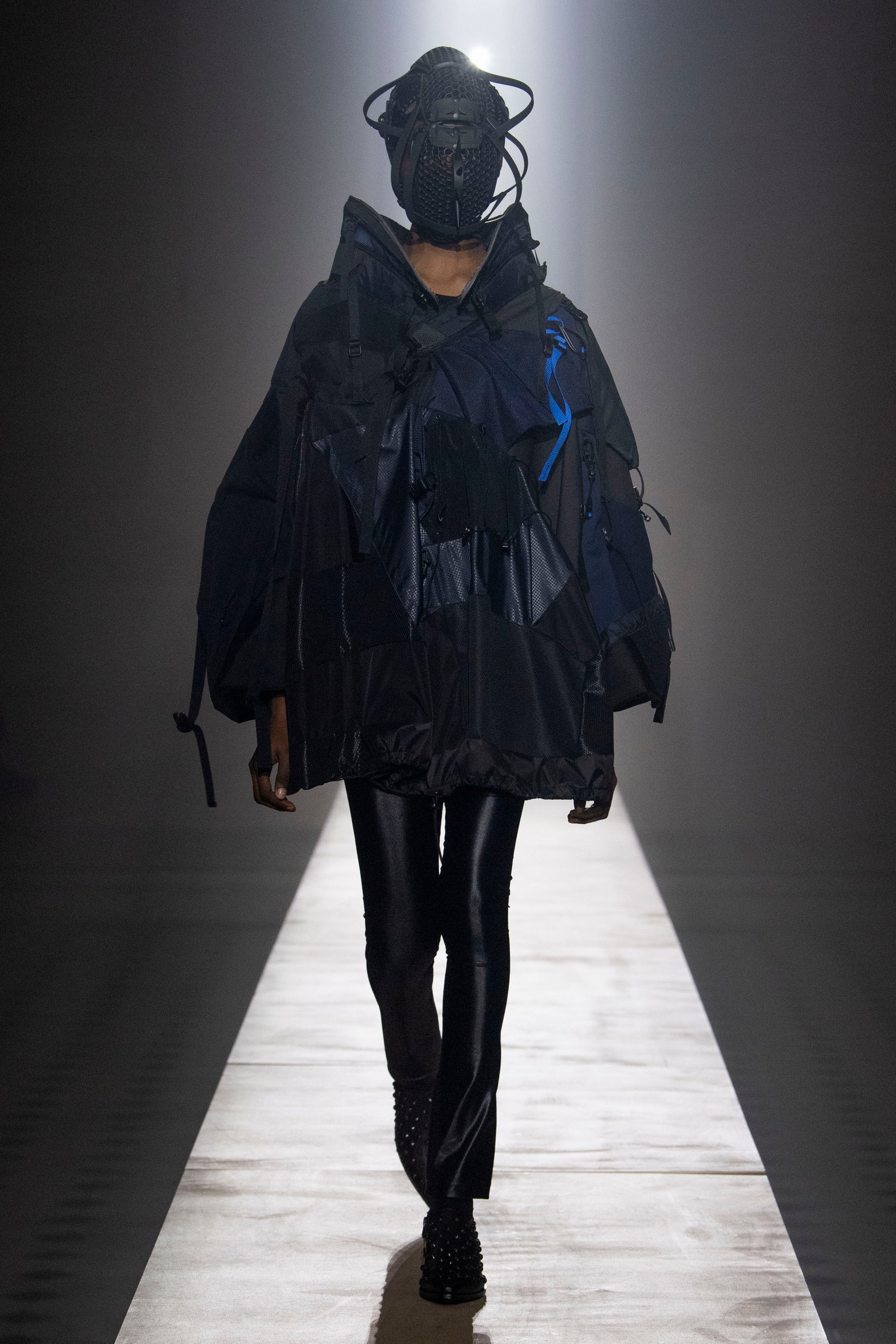 Fashion model wearing a Junya Watanabe outfit