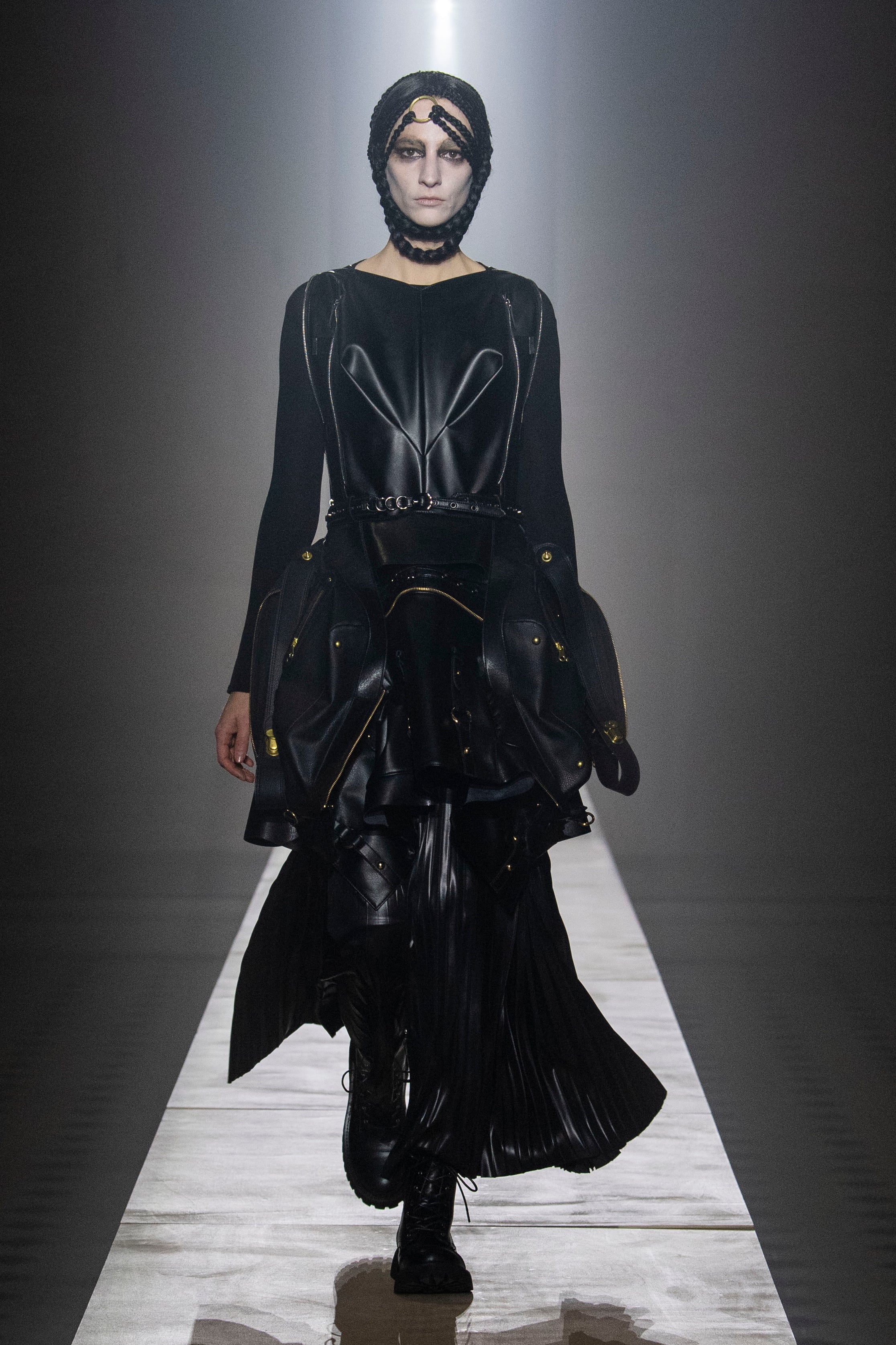 Fashion model wearing a Junya Watanabe outfit