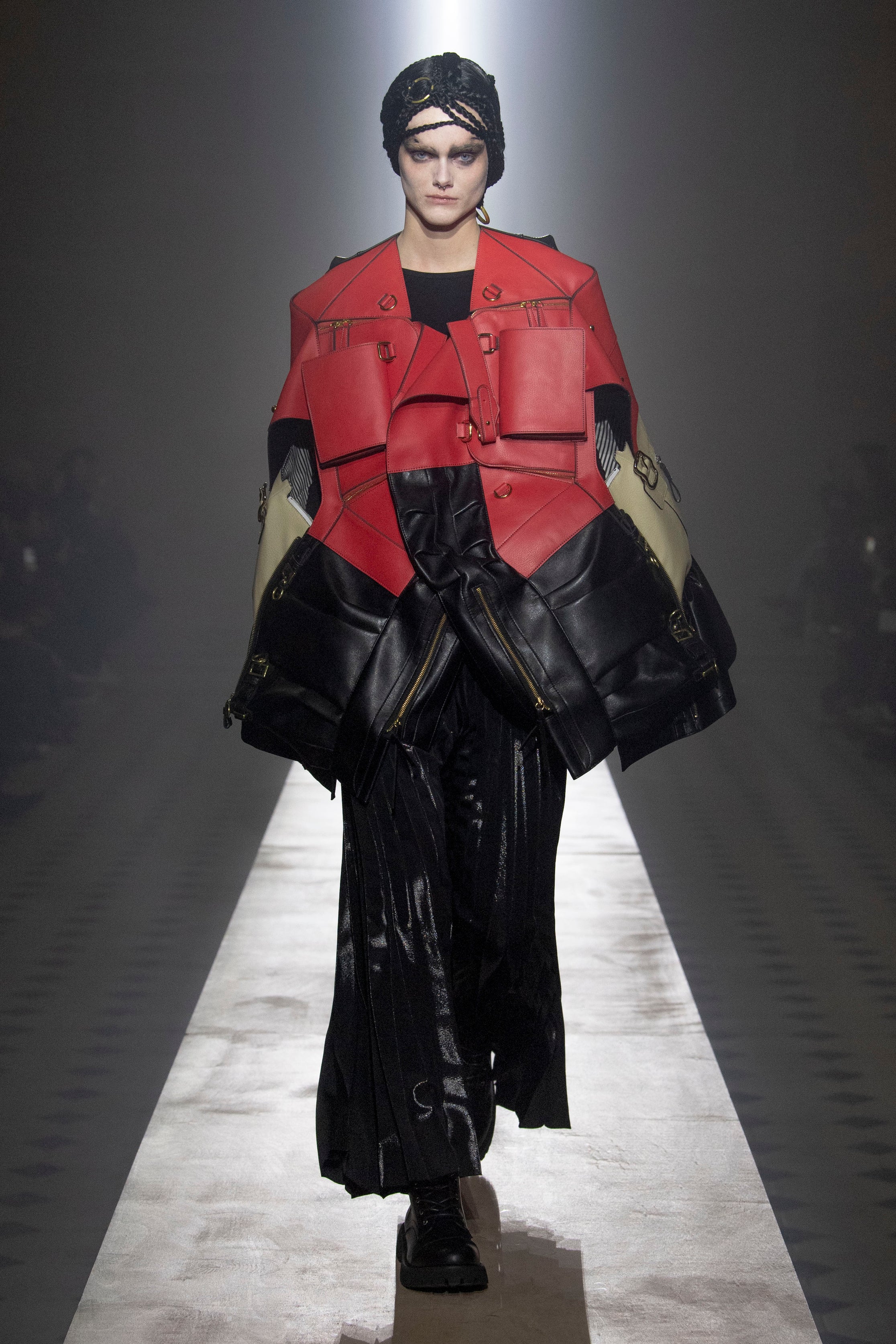Fashion model wearing a Junya Watanabe outfit