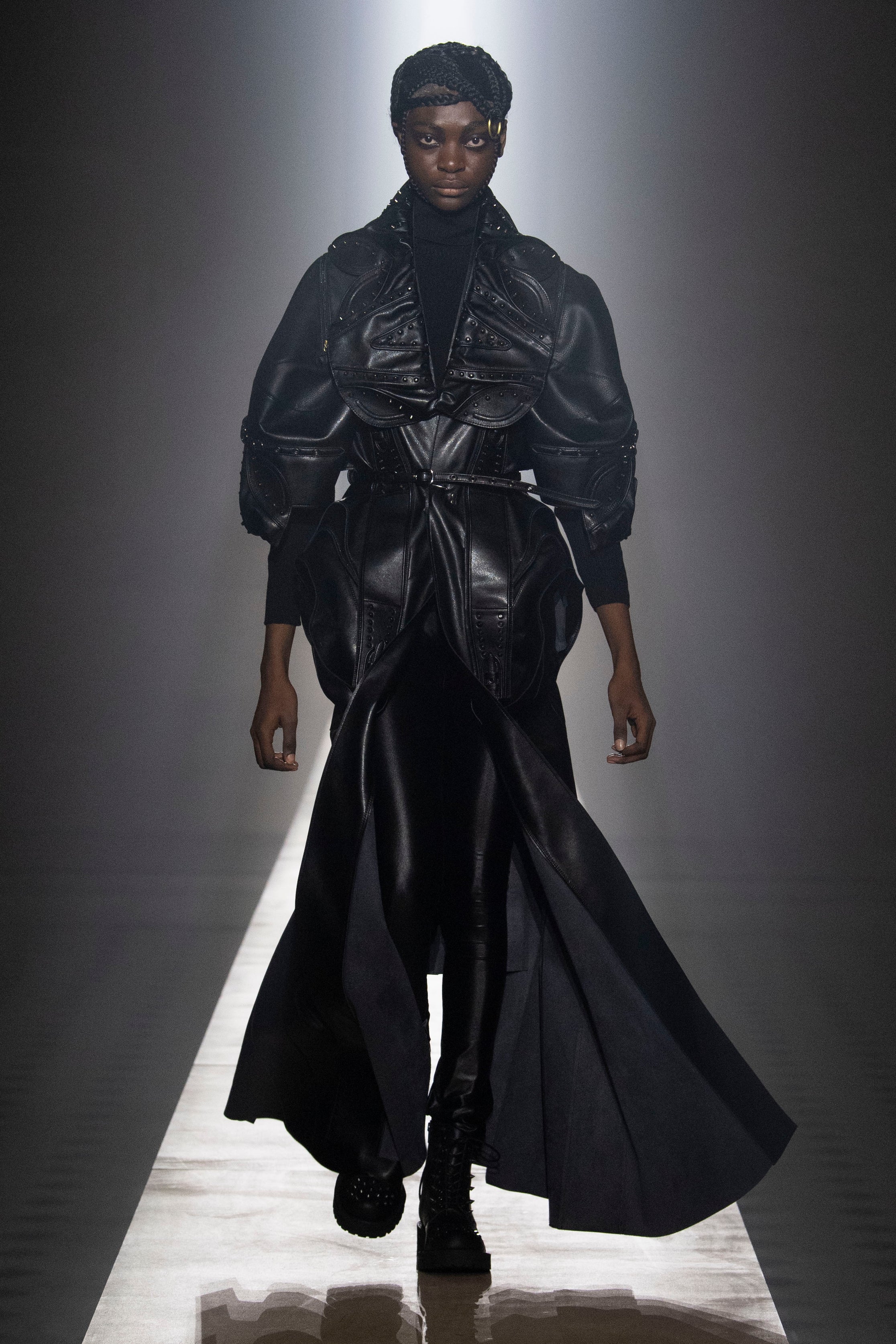 Fashion model wearing a Junya Watanabe outfit