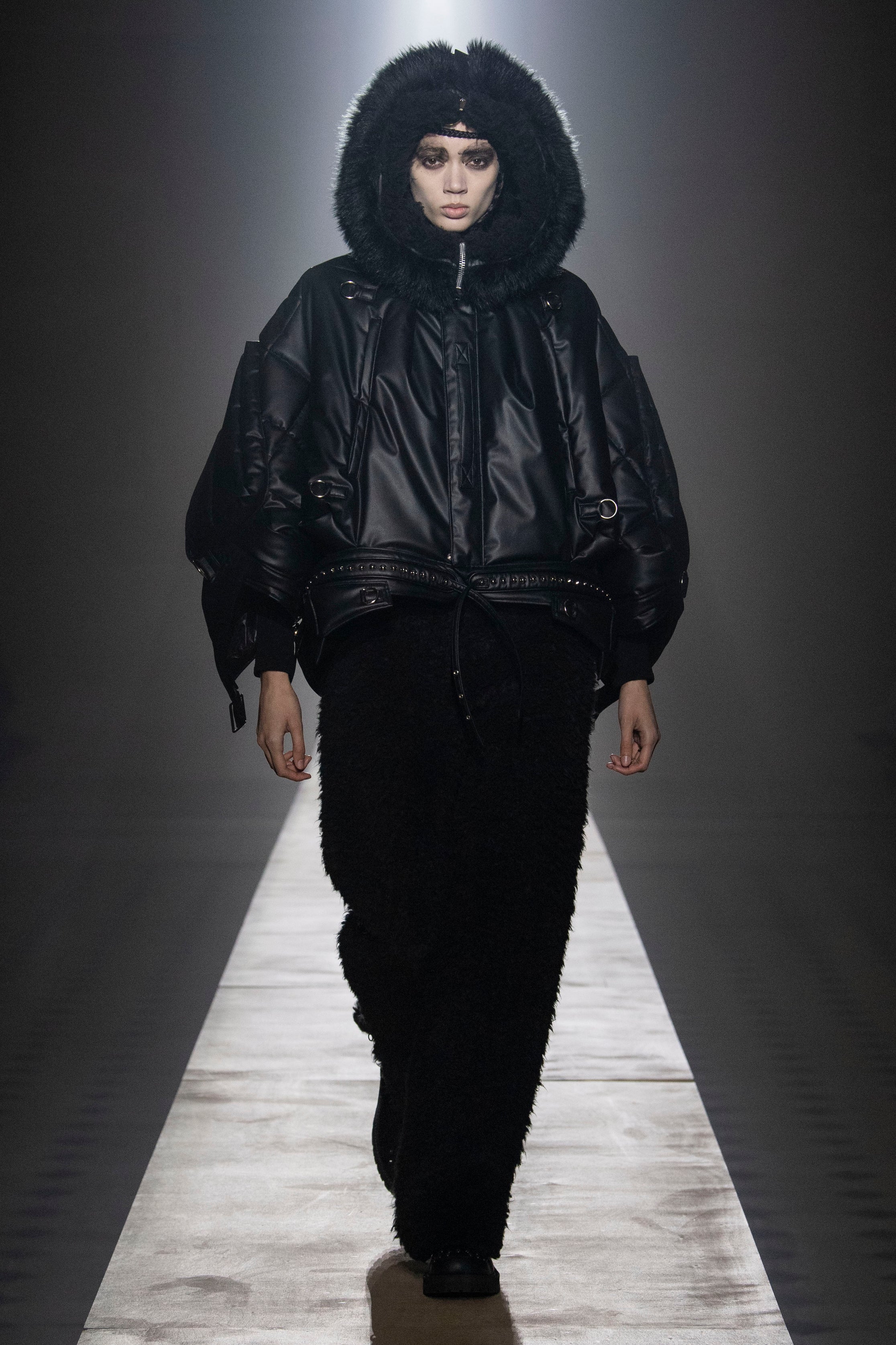 Fashion model wearing a Junya Watanabe outfit
