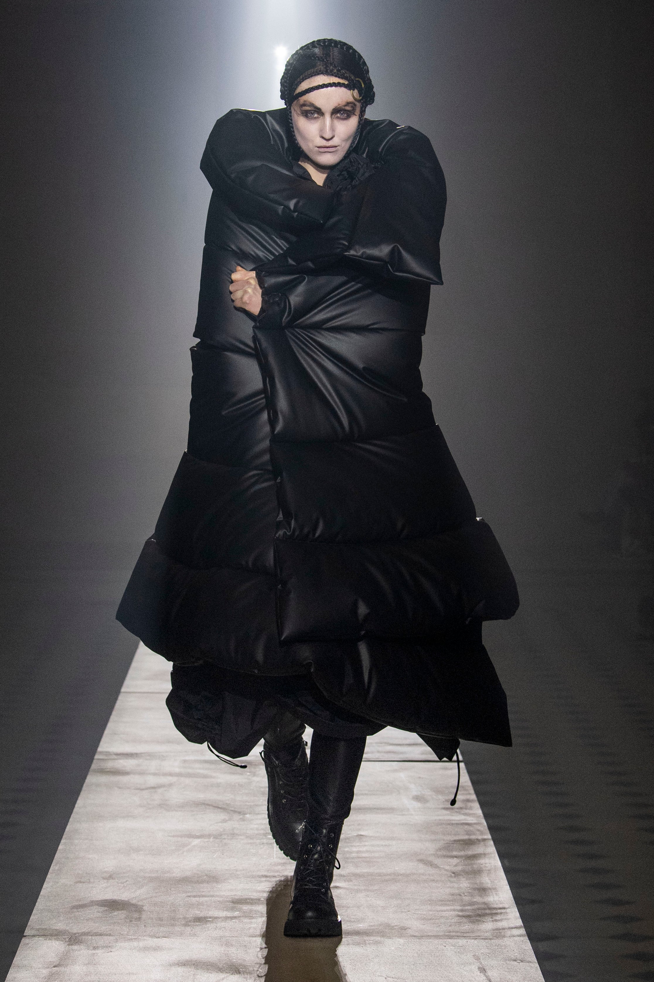Fashion model wearing a Junya Watanabe outfit