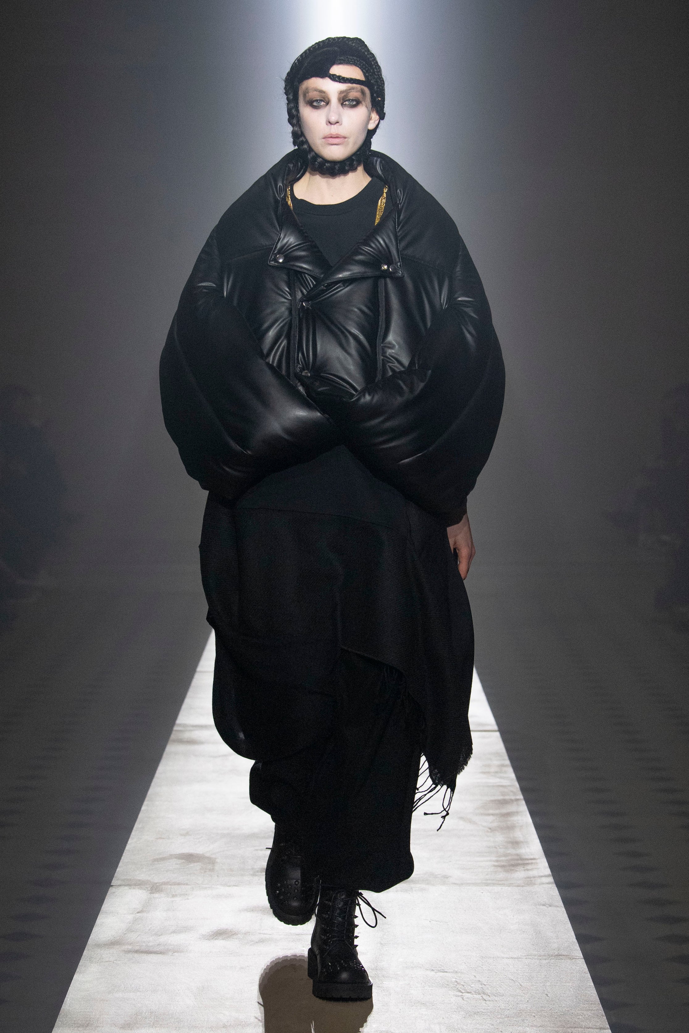 Fashion model wearing a Junya Watanabe outfit